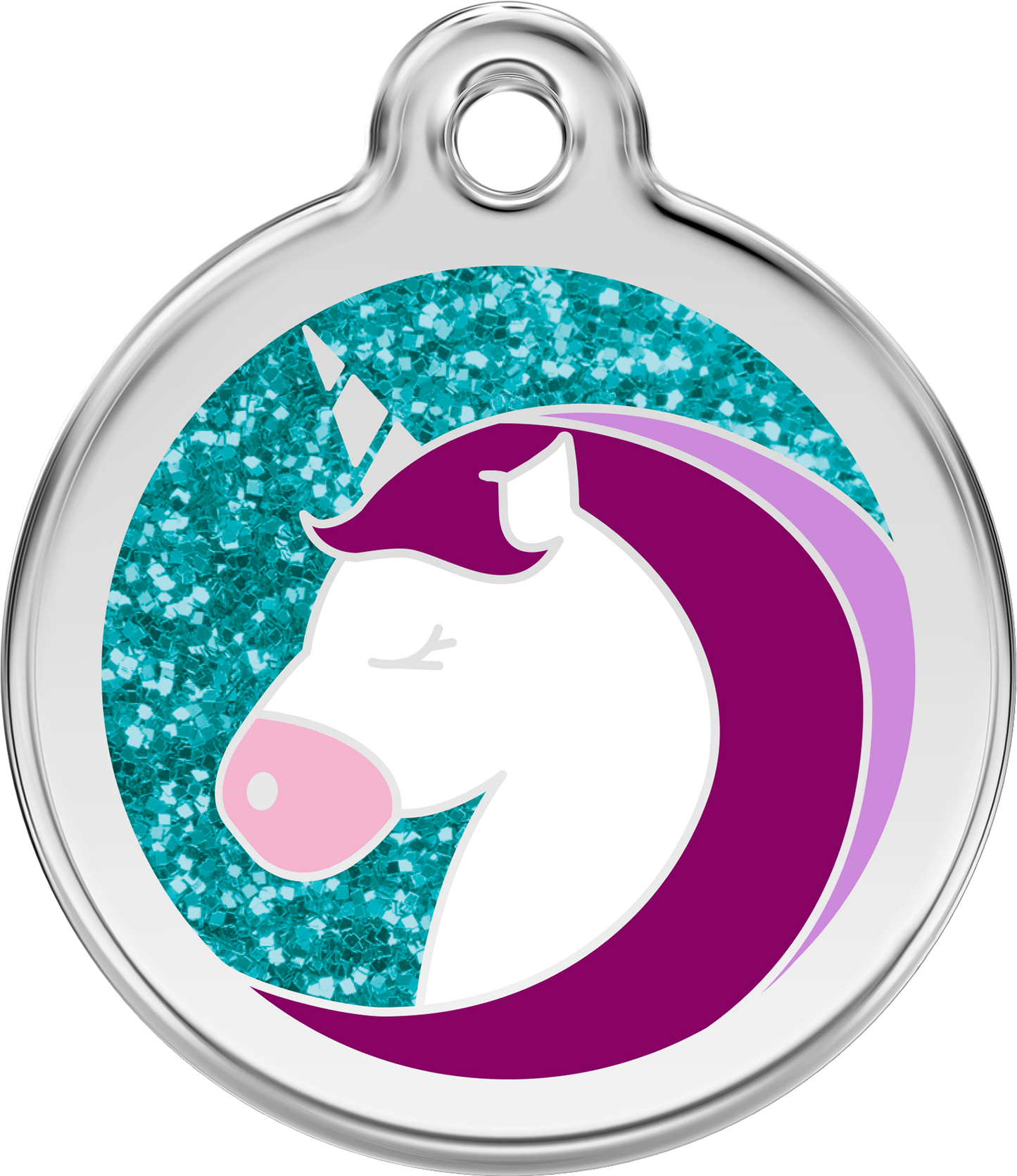 Hundeplakette Gravurplakette Einhorn mit Glitzer