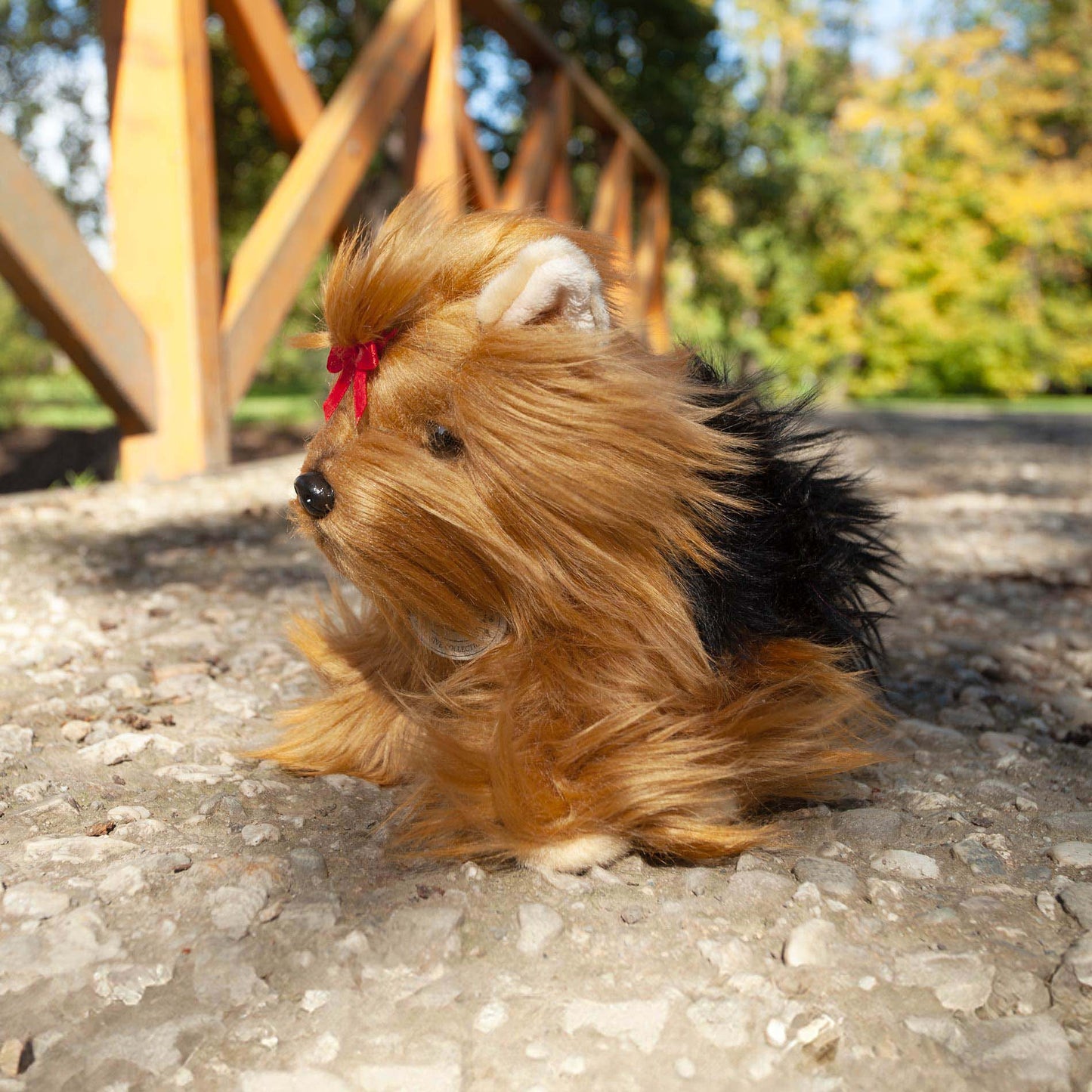 Yorkshire Terrier 21 cm sitzend mit Schleifchen Kuscheltier Hund Plüschtier