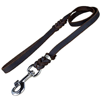 Fettleder Leine 130cm geflochten mit Handschlaufe