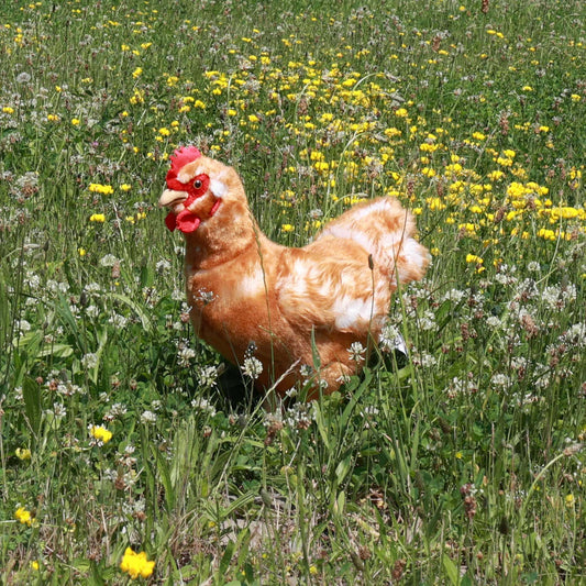 Huhn Henne braun mit Ei stehend 34 cm Kuscheltier Vogel Plüschtier