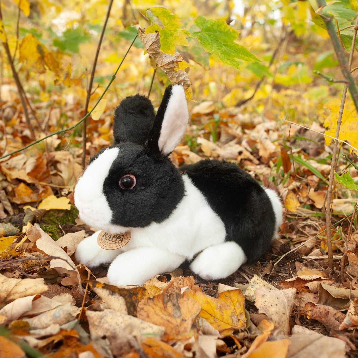 Hase schwarz-weiß Kaninchen Kuscheltier Plüschtier 22 cm