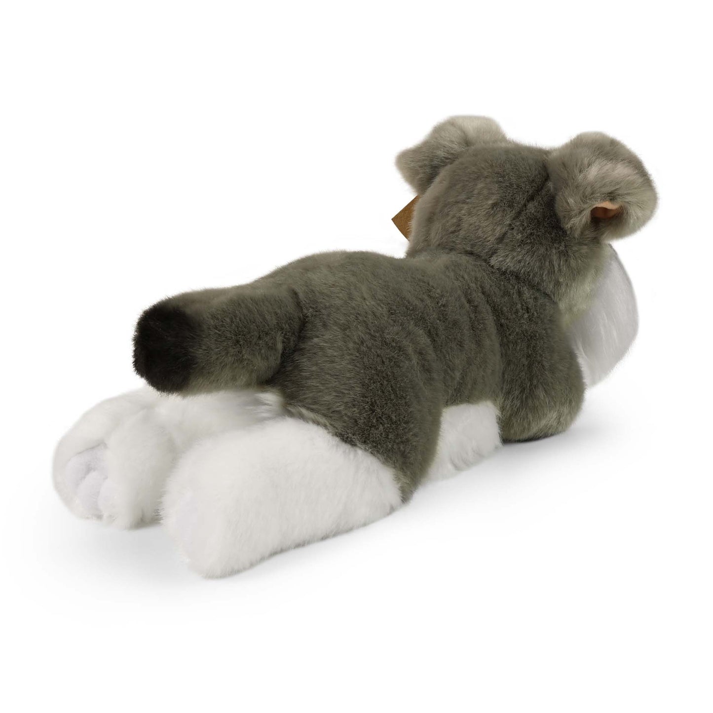 Schnauzer 30 cm grau liegend Kuscheltier Hund Plüschtier