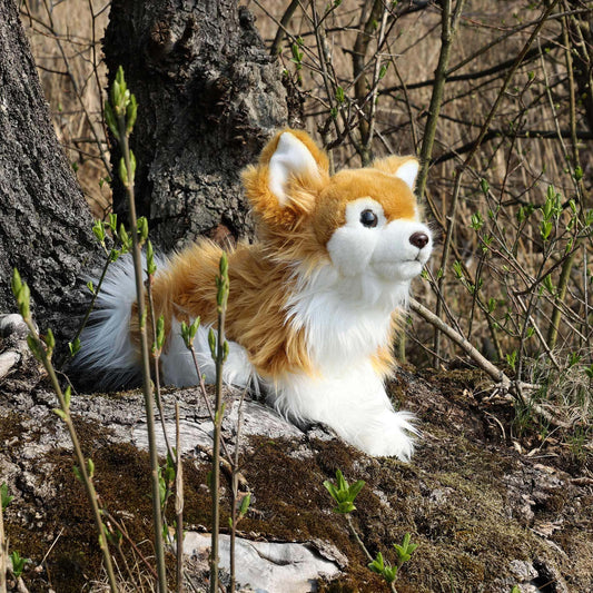 Chihuahua Langhaar braun weiß 27 cm sitzend Kuscheltier Hund Plüschtier