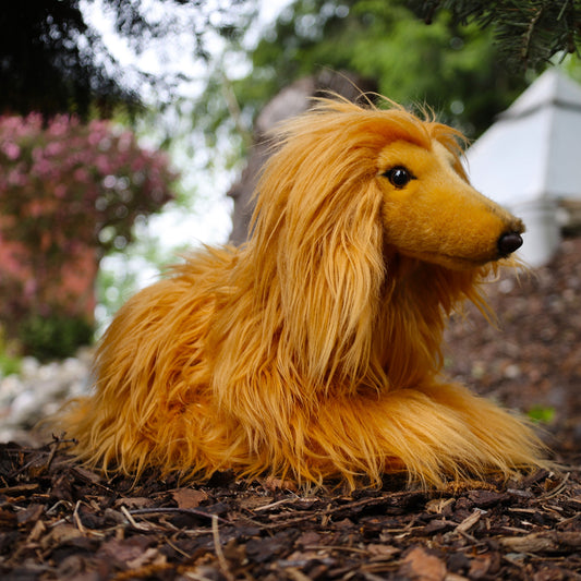 Afghanischer Windhund braun liegend Kuscheltier Hund Plüschtier