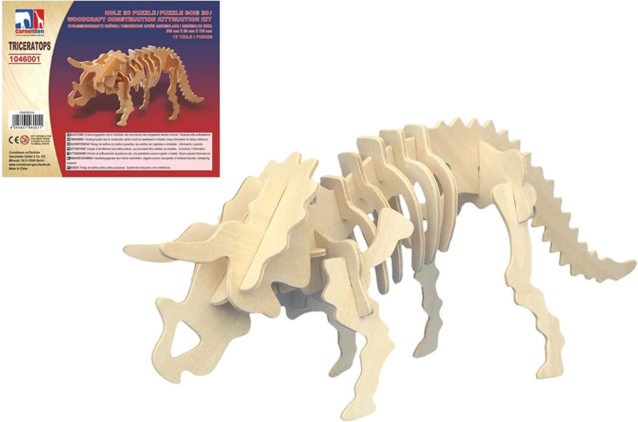 3D Puzzle Triceratops Dinosaurier Skelett aus Holz