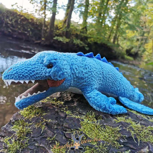 Dinosaurier Mosasaurus Kuscheltier blau Meeresechse MATABLUE