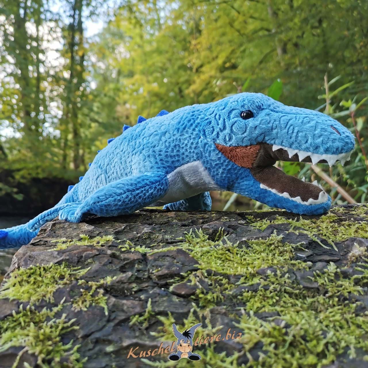 Dinosaurier Mosasaurus Kuscheltier blau Meeresechse MATABLUE