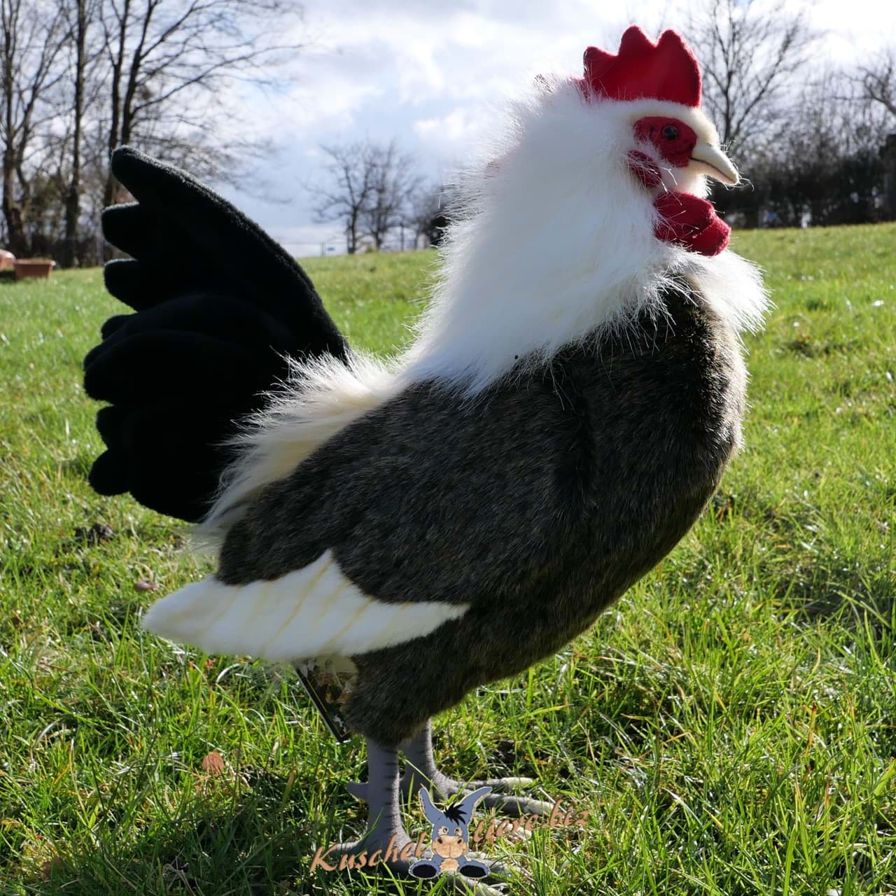 Plüsch Hahn 44cm Huhn Vogel Realistisch Premium Deko Stofftier Stehend