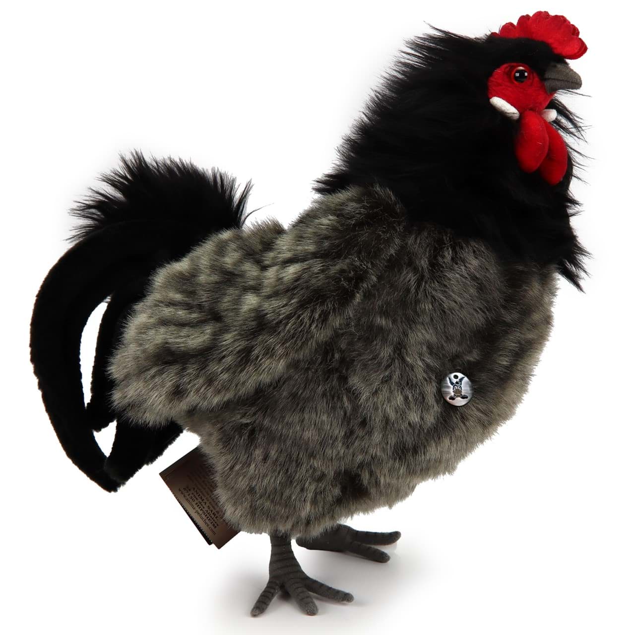 Hahn schwarz PREMIUM Plüsch Augsburger Huhn Dekotier ALMUT