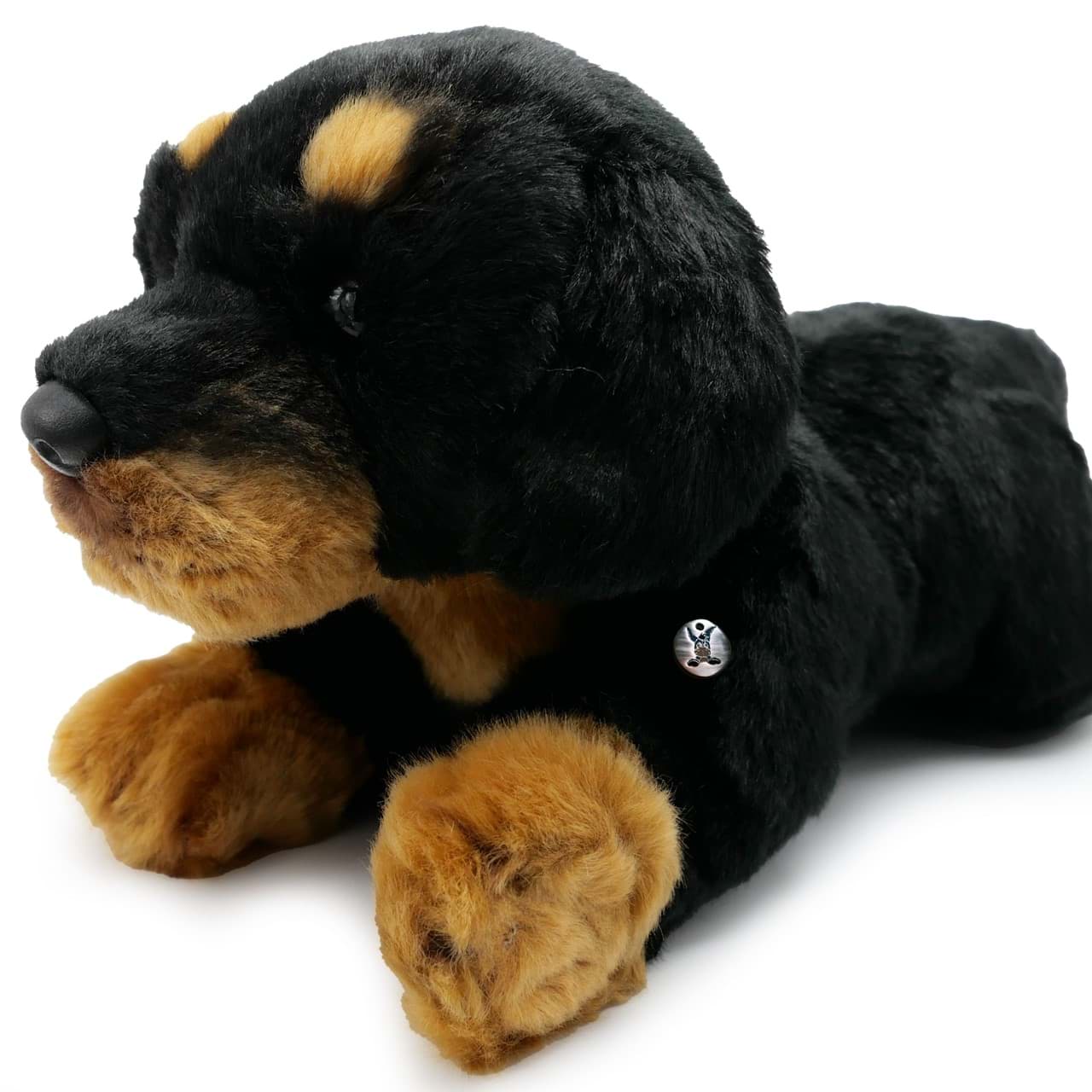 Rottweiler Kuscheltier Hund liegend schwarz-braun TESSA