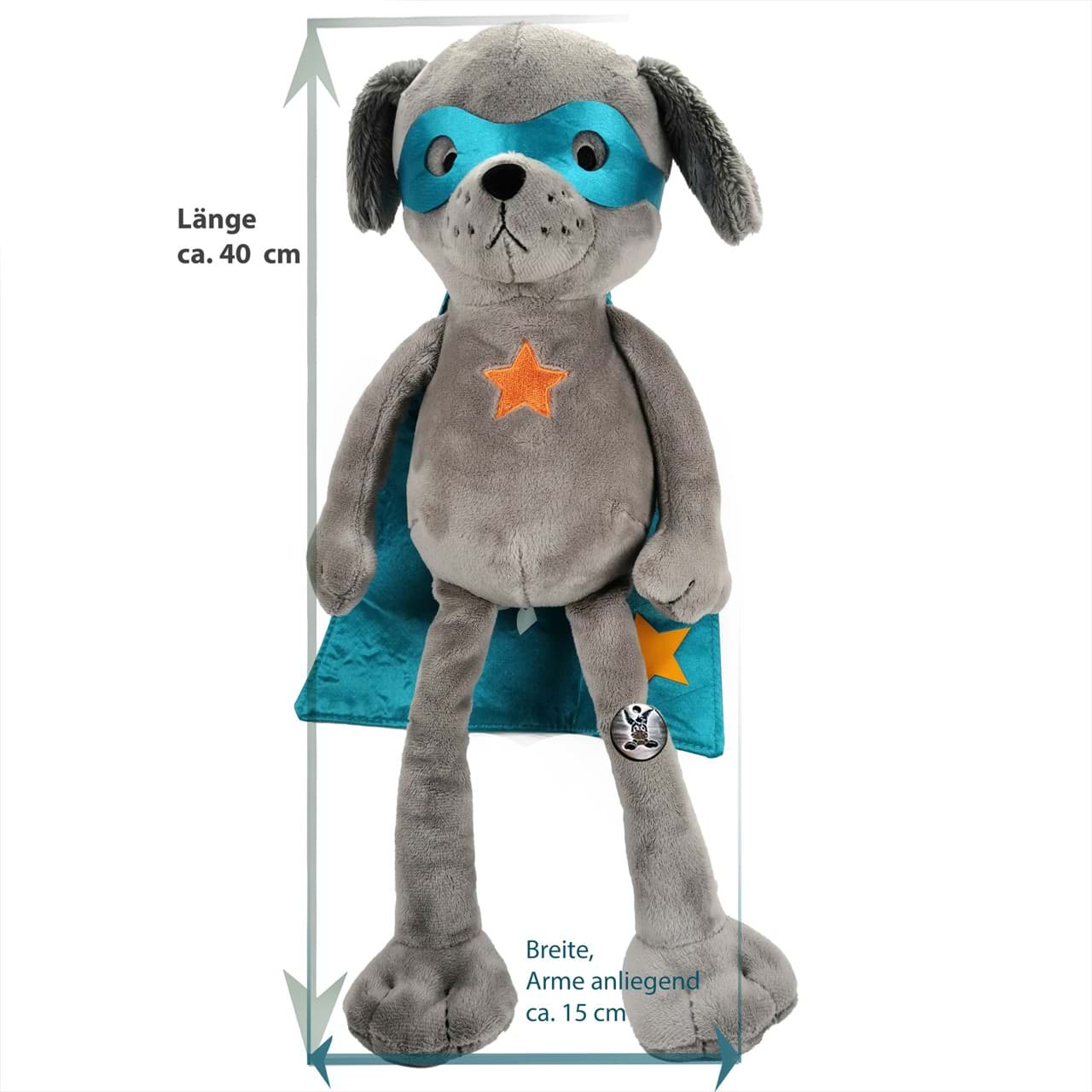 Super-Hund Kuscheltier Plüsch Superheld Schlenkertier CANTO