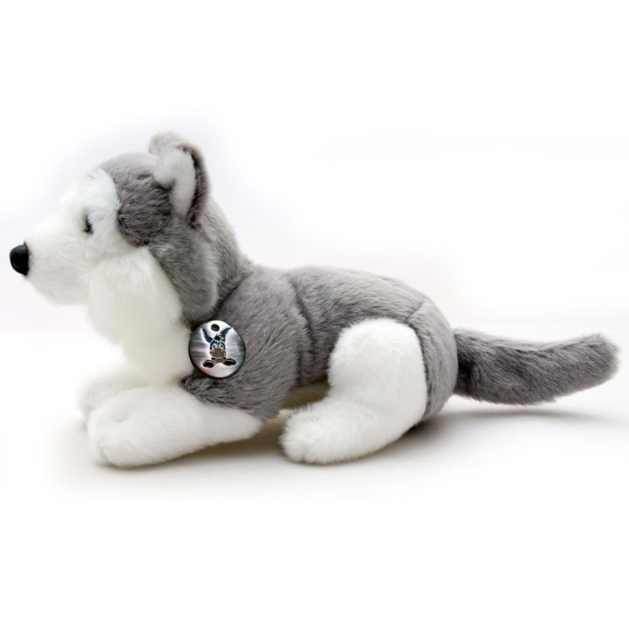 Husky Kuscheltier Schlittenhund liegend grau-weiß IOWA