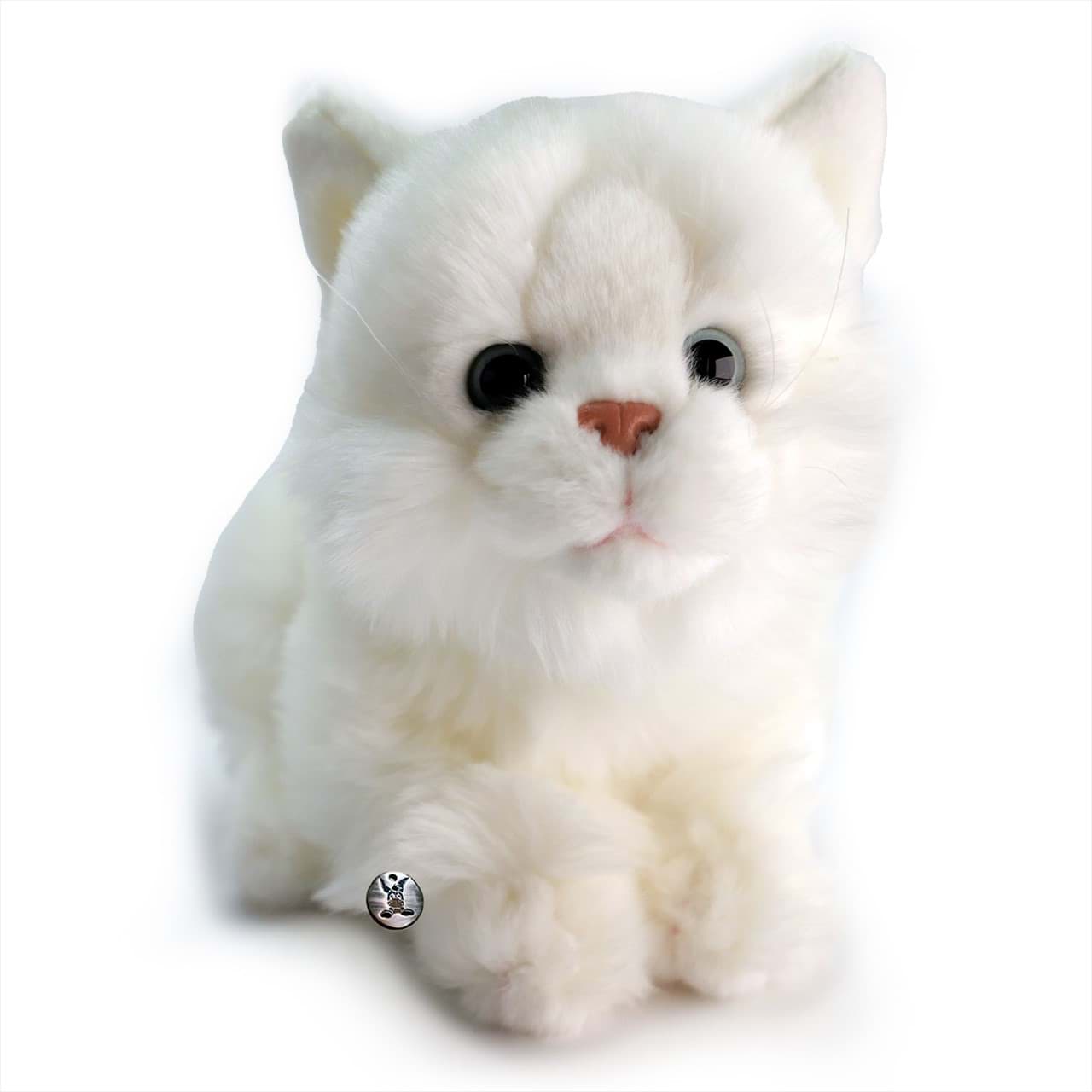 Katze Kuscheltier liegend weiß 27 cm Plüschtier GRACE