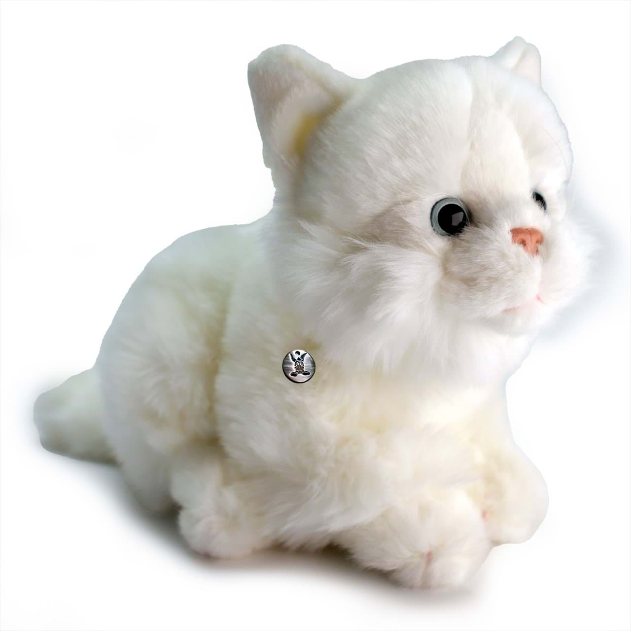 Katze Kuscheltier liegend weiß 27 cm Plüschtier GRACE
