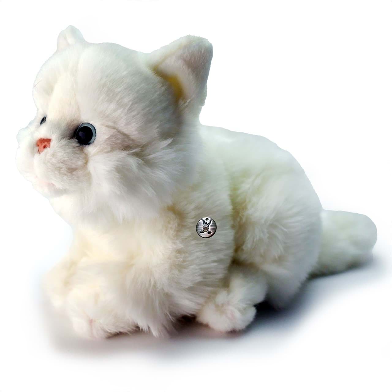 Katze Kuscheltier liegend weiß 27 cm Plüschtier GRACE