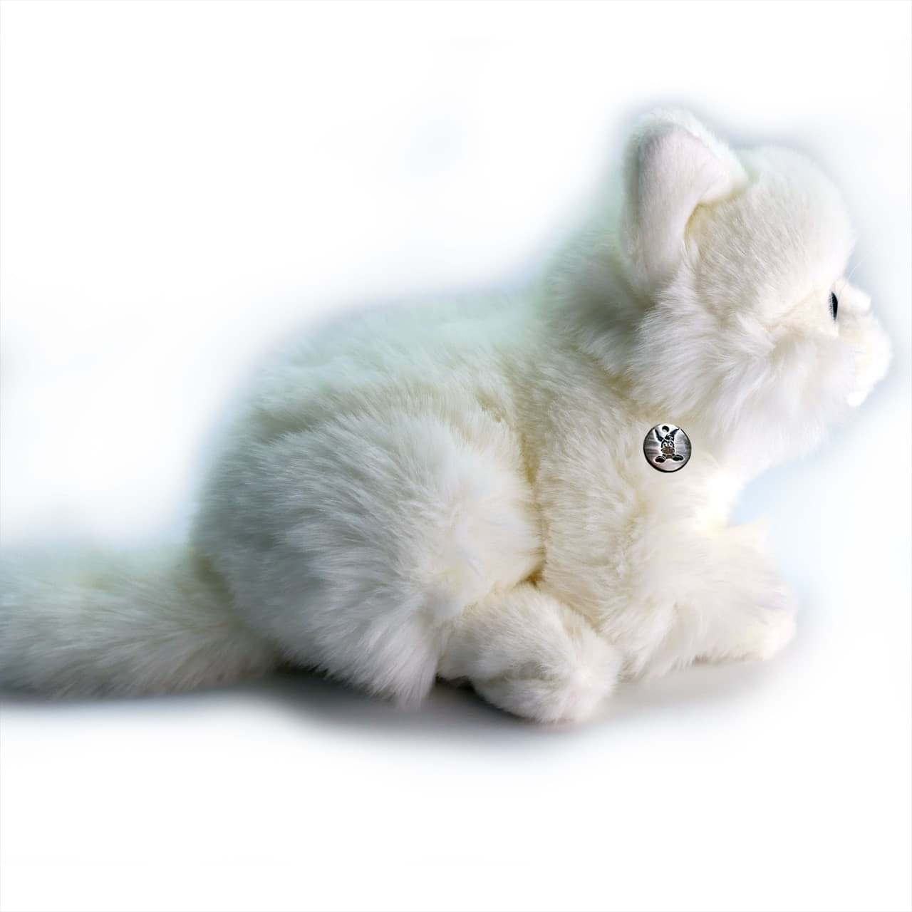 Katze Kuscheltier liegend weiß 27 cm Plüschtier GRACE
