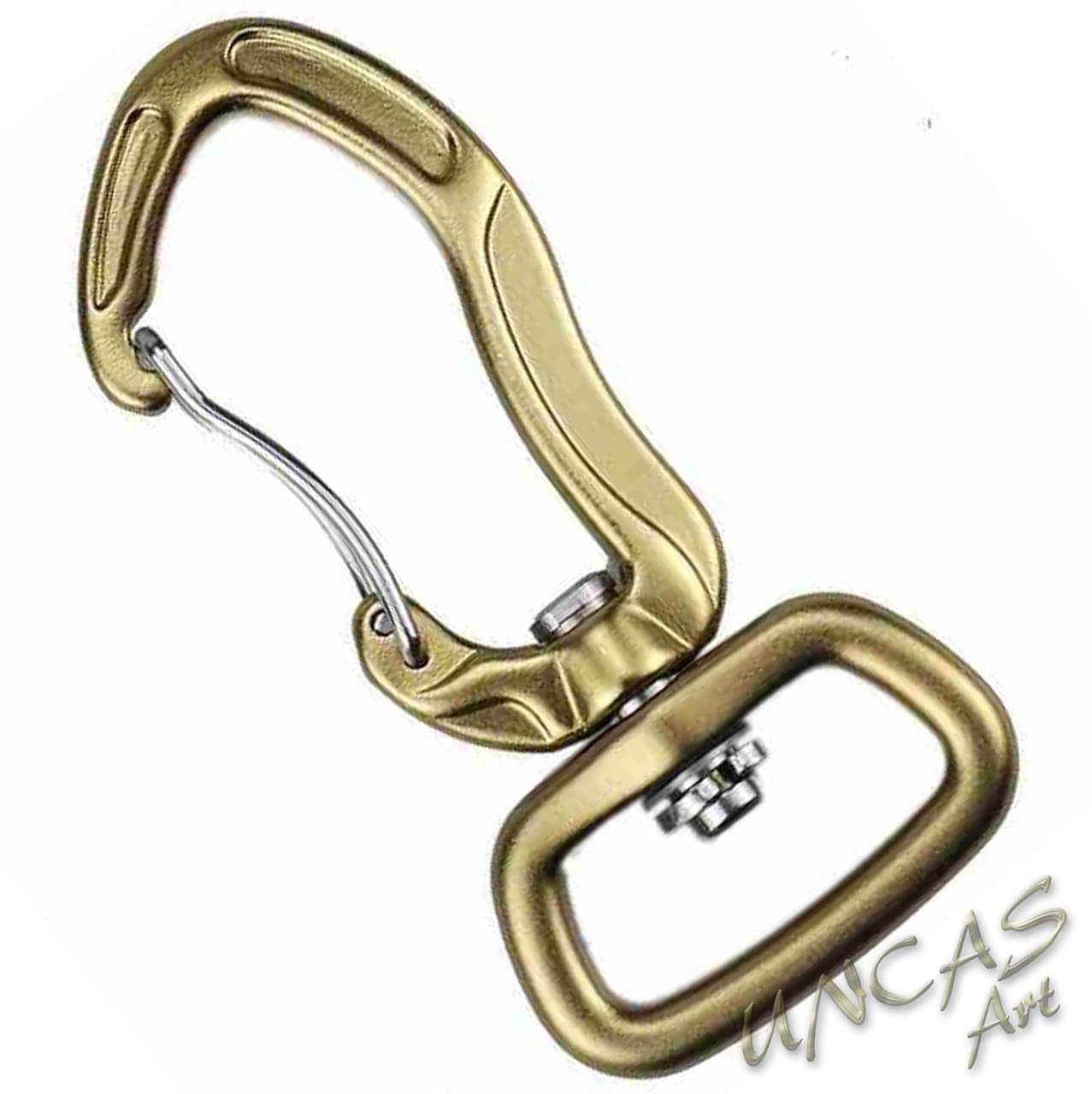 Alu-Karabiner mit 360° Wirbel - sand