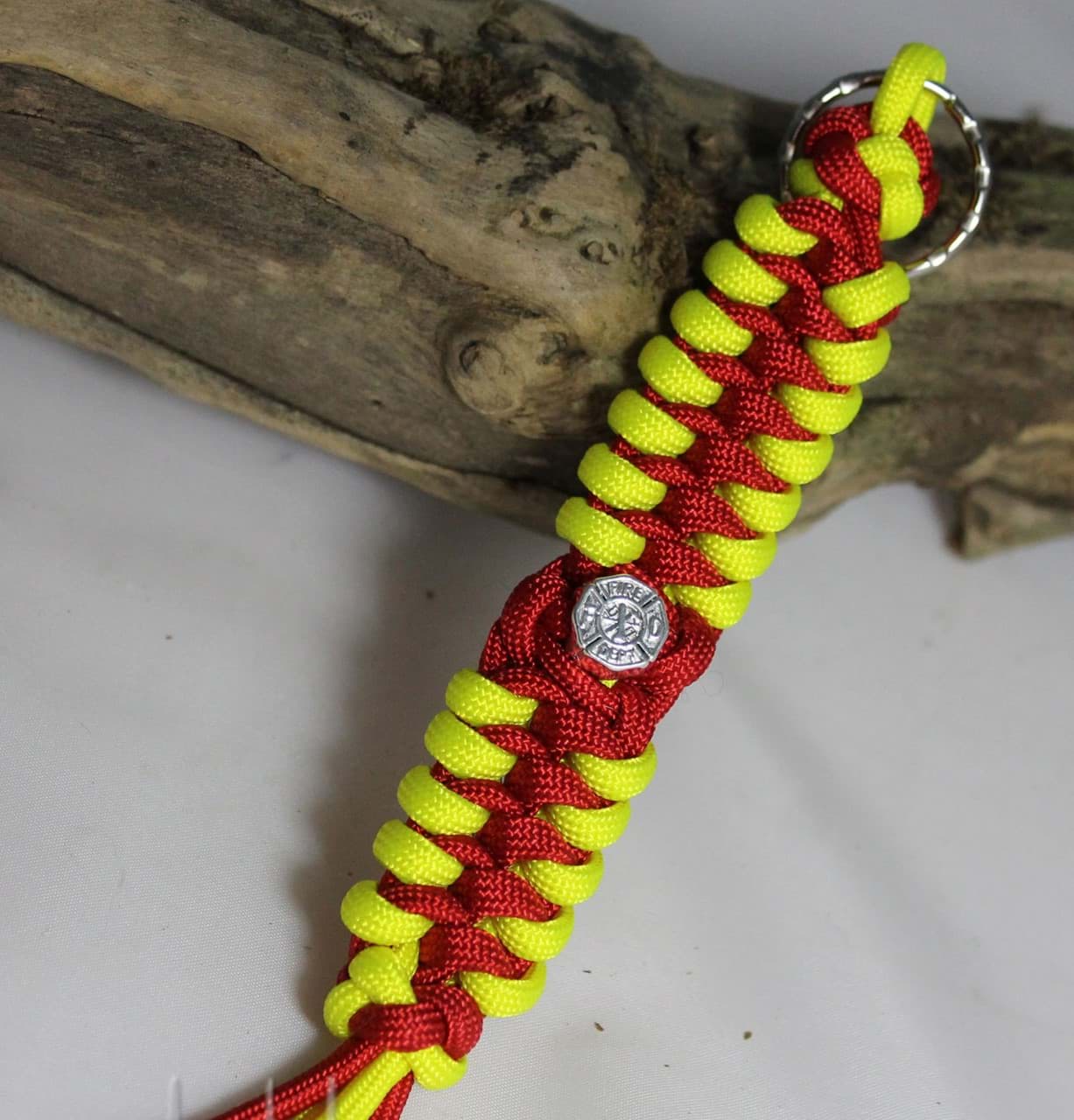 Paracord Schlüsselanhänger Fire Fighter * neon gelb - rot