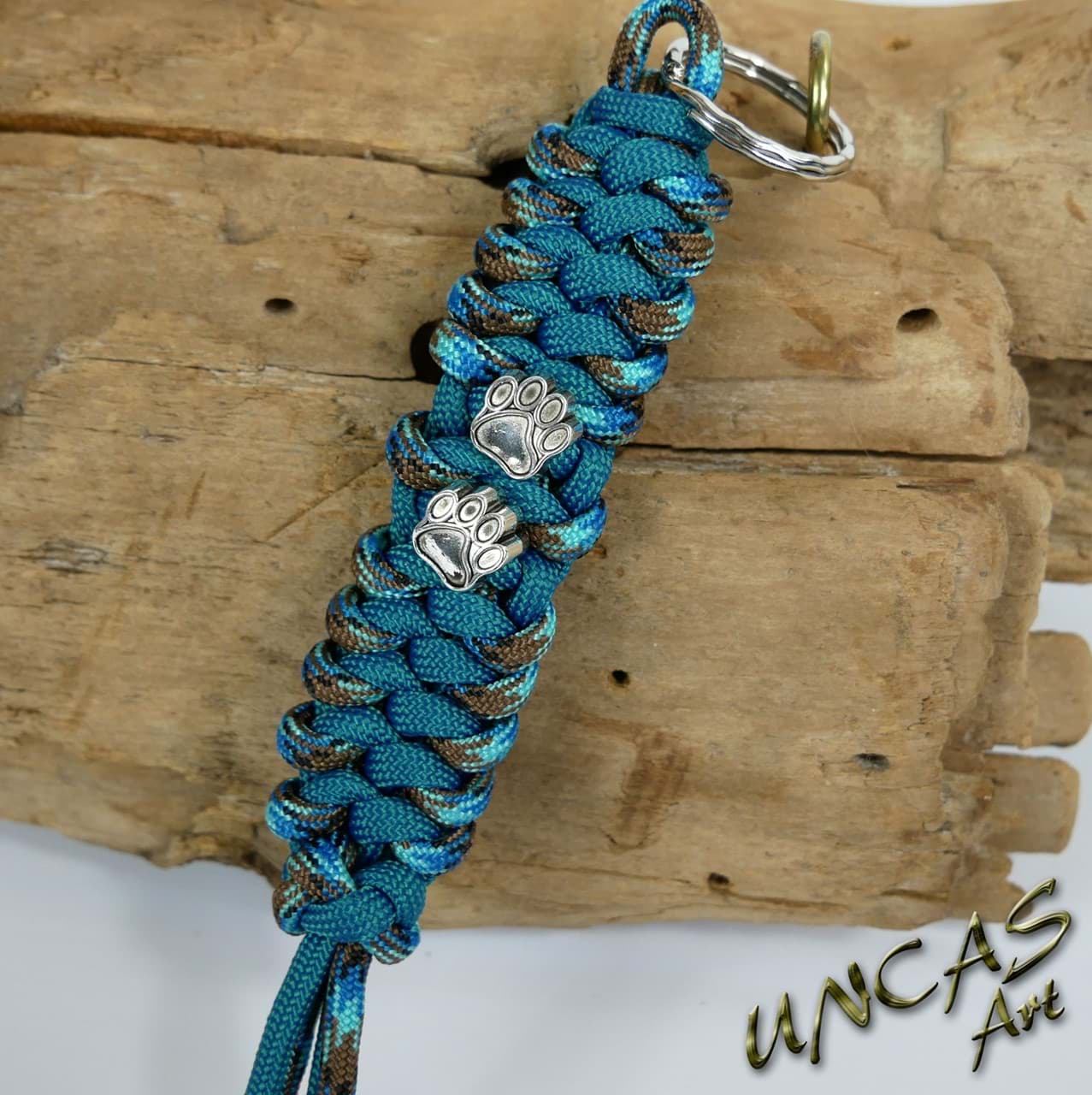 Paracord Schlüsselanhänger PFOTE abyss türkis blau teal
