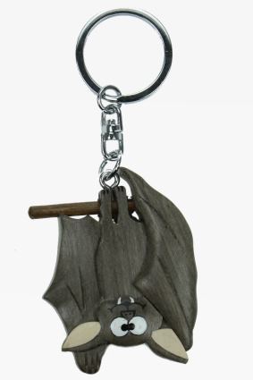 Fledermaus hängend Anhänger Schlüsselanhänger Taschenanhänger Holz