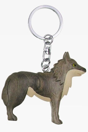 Wolf Schlüsselanhänger Taschenanhänger Holz