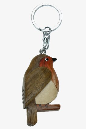 Rotkehlchen Schlüsselanhänger Taschenanhänger Holz