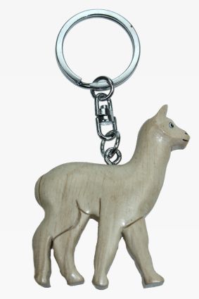 Lama Alpaka weiß Schlüsselanhänger Taschenanhänger Holz
