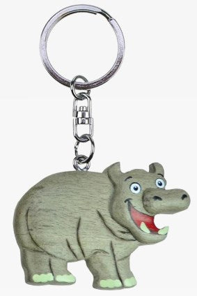Nilpferd Schlüsselanhänger Taschenanhänger Holz