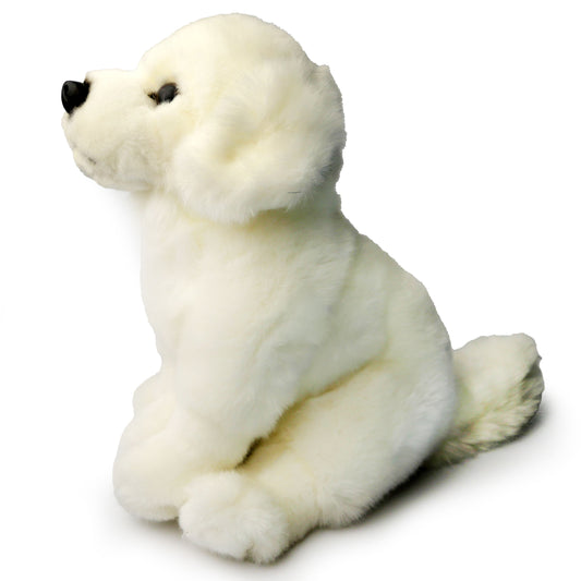 Plüsch Hund weiß sitzend Kuscheltier Pyrenäenberghund Stofftier Welpe 27cm