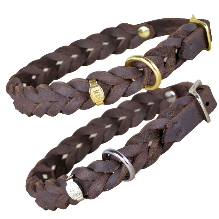 Fettleder Halsband geflochten mit Verschluss