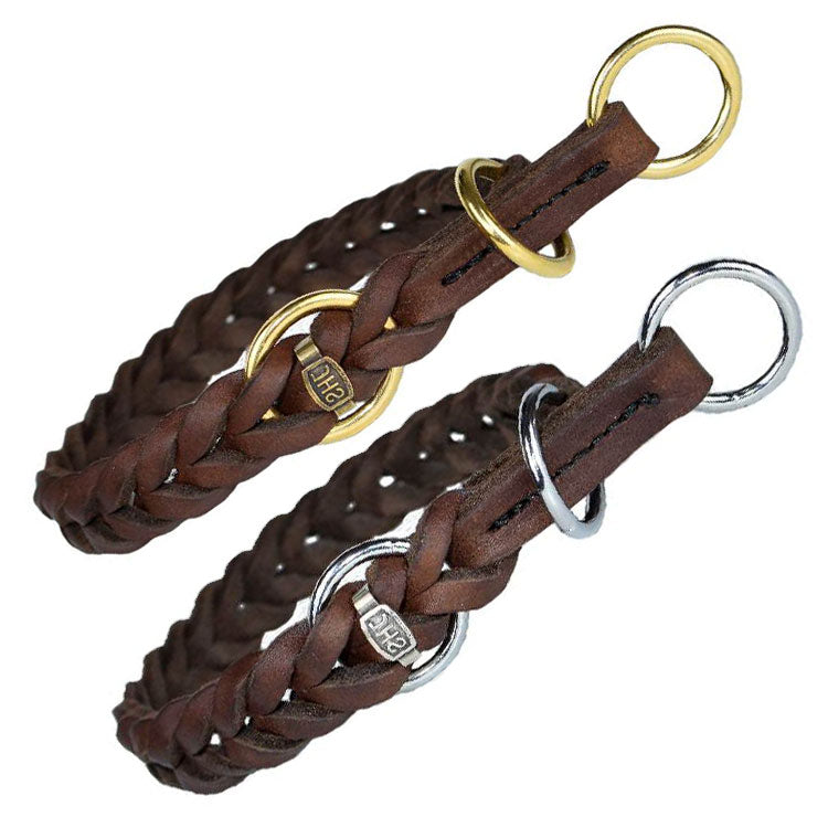 Fettleder Halsband geflochten Schlupfhalsband Zugstopp