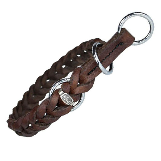 Fettleder Halsband geflochten Schlupfhalsband Zugstopp