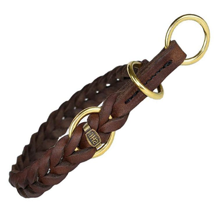Fettleder Halsband geflochten Schlupfhalsband Zugstopp