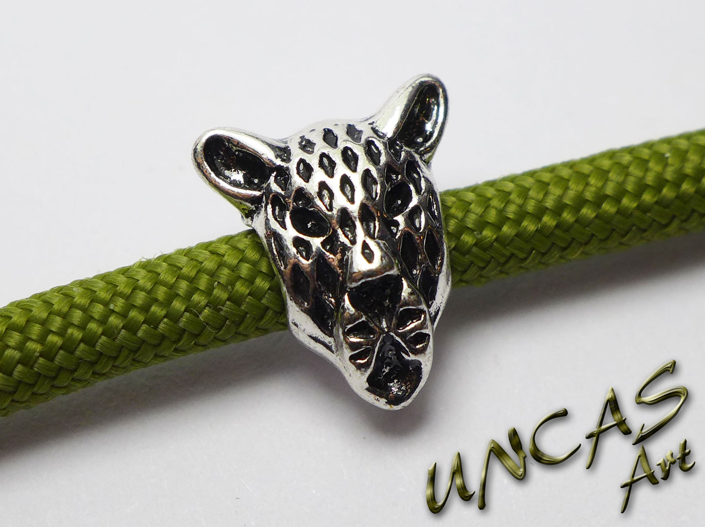 Leopard Raubkatze Metall Perle Großlochperle für Paracord