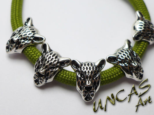 Leopard Raubkatze Metall Perle Großlochperle für Paracord
