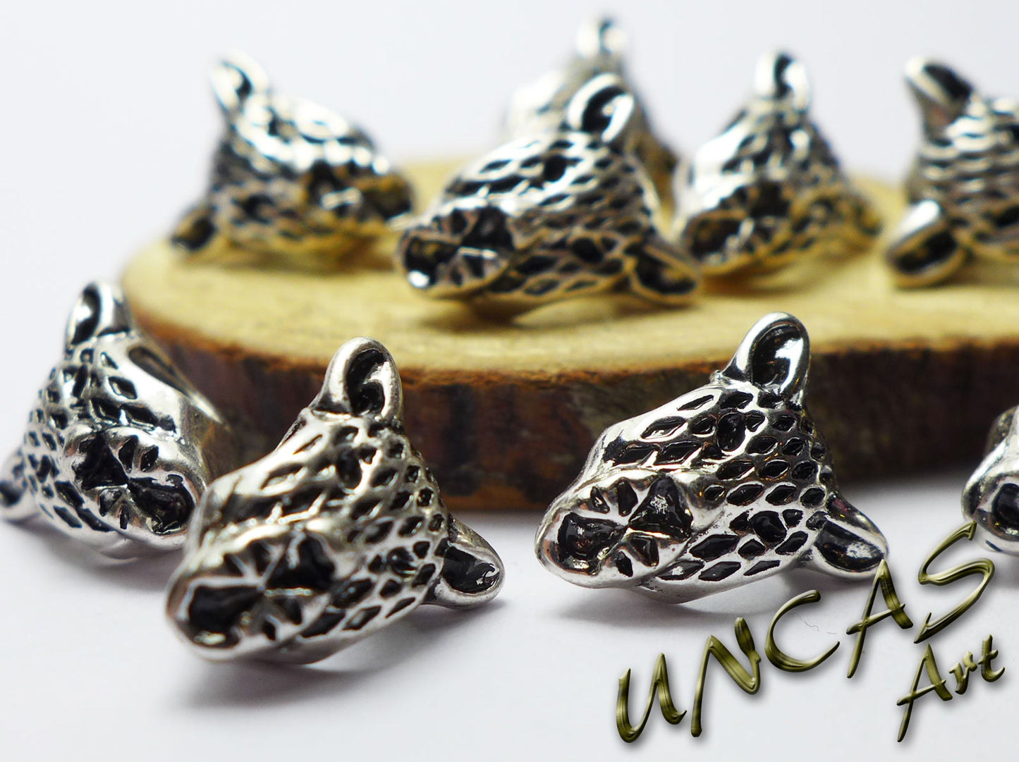 Leopard Raubkatze Metall Perle Großlochperle für Paracord