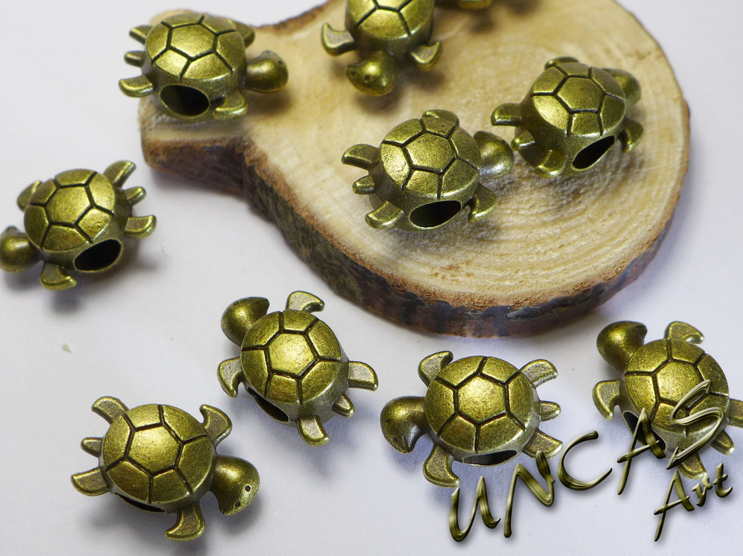 Schildkröte Altbronze Metall Perle Großlochperle für Paracord