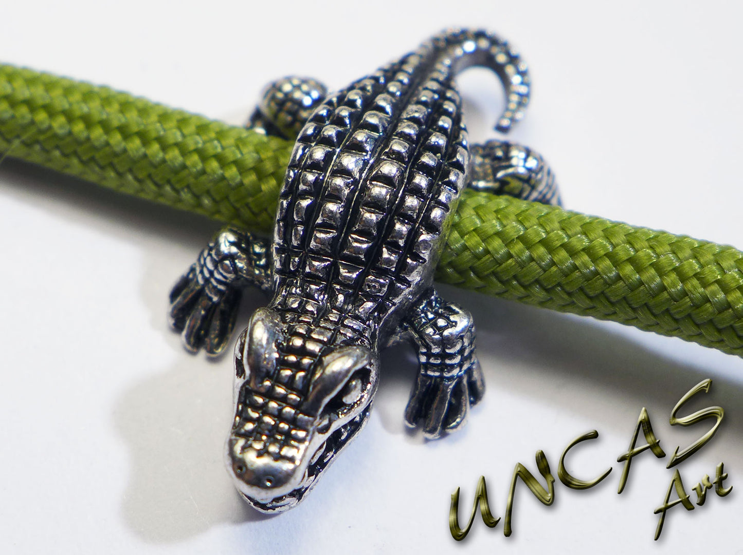Krokodil Metall Perle Großlochperle für Paracord