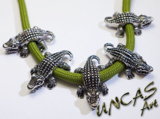 Krokodil Metall Perle Großlochperle für Paracord