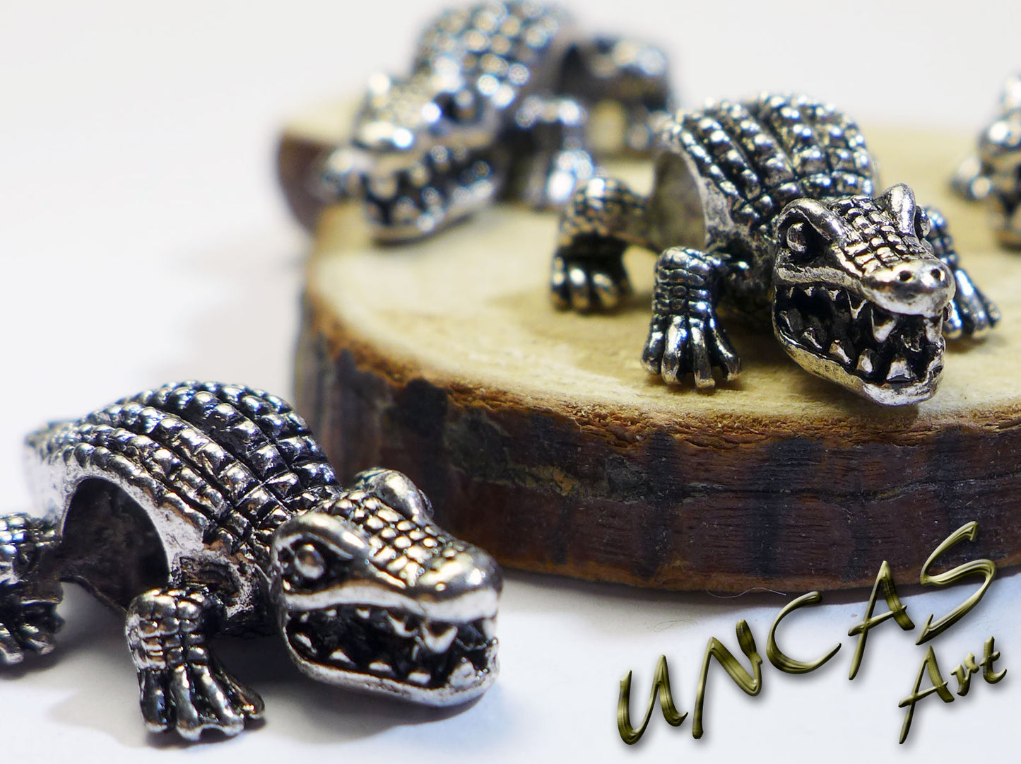 Krokodil Metall Perle Großlochperle für Paracord
