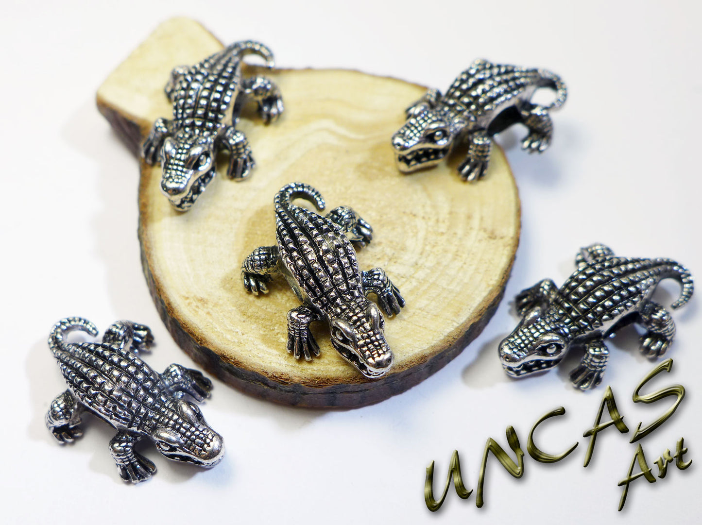 Krokodil Metall Perle Großlochperle für Paracord