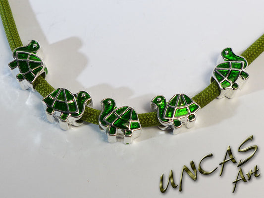 Schildkröte mit Email Metall Perle Großlochperle für Paracord