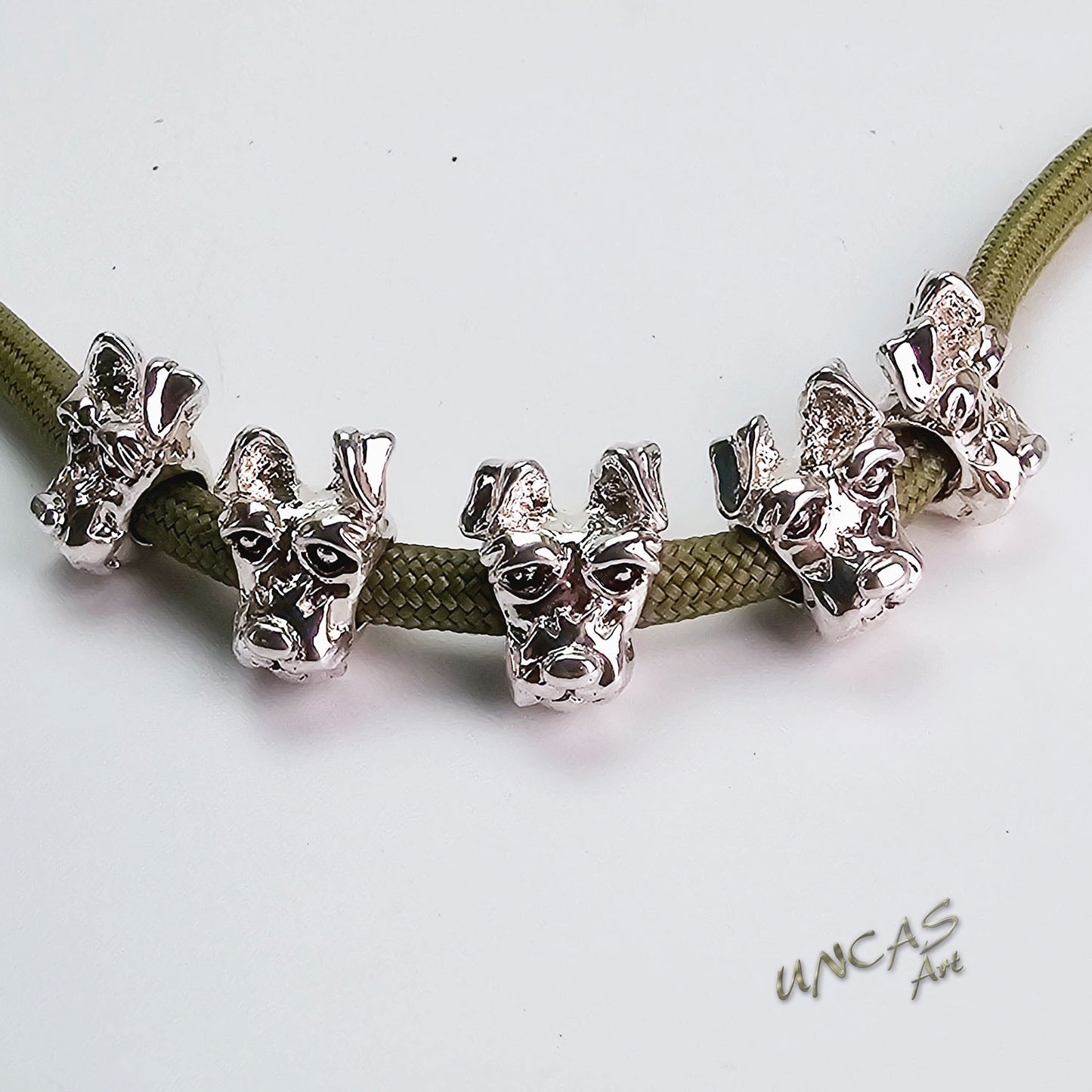 Schnauzer Hund Metallperlen Großlochperlen für Paracord
