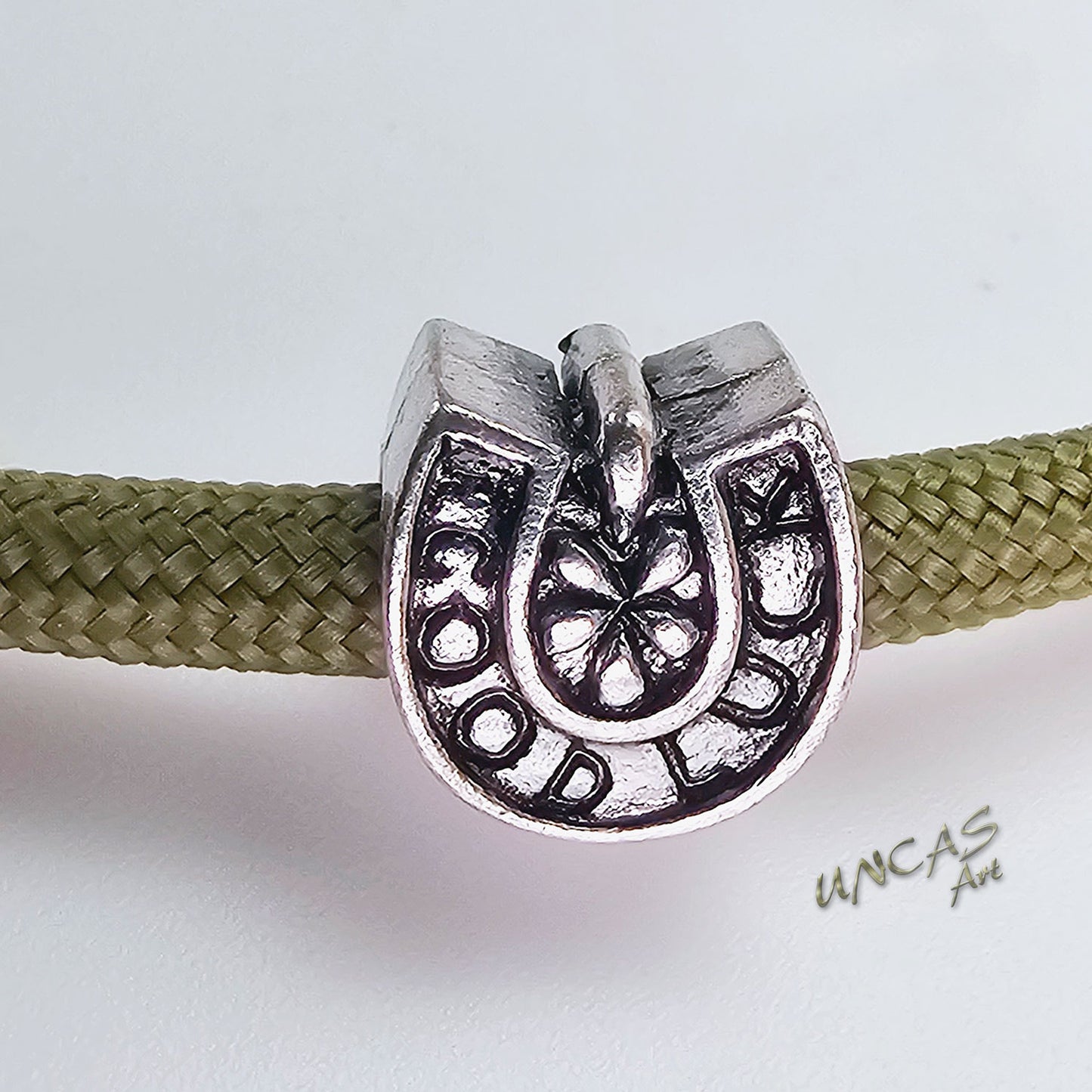 Hufeisen Glücksbringer Good Luck Metallperlen Großlochperlen für Paracord