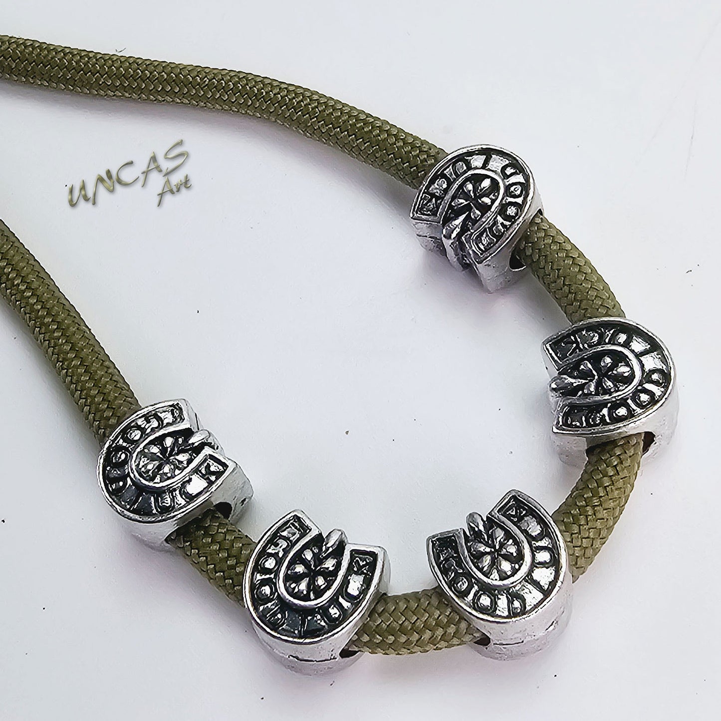 Hufeisen Glücksbringer Good Luck Metallperlen Großlochperlen für Paracord