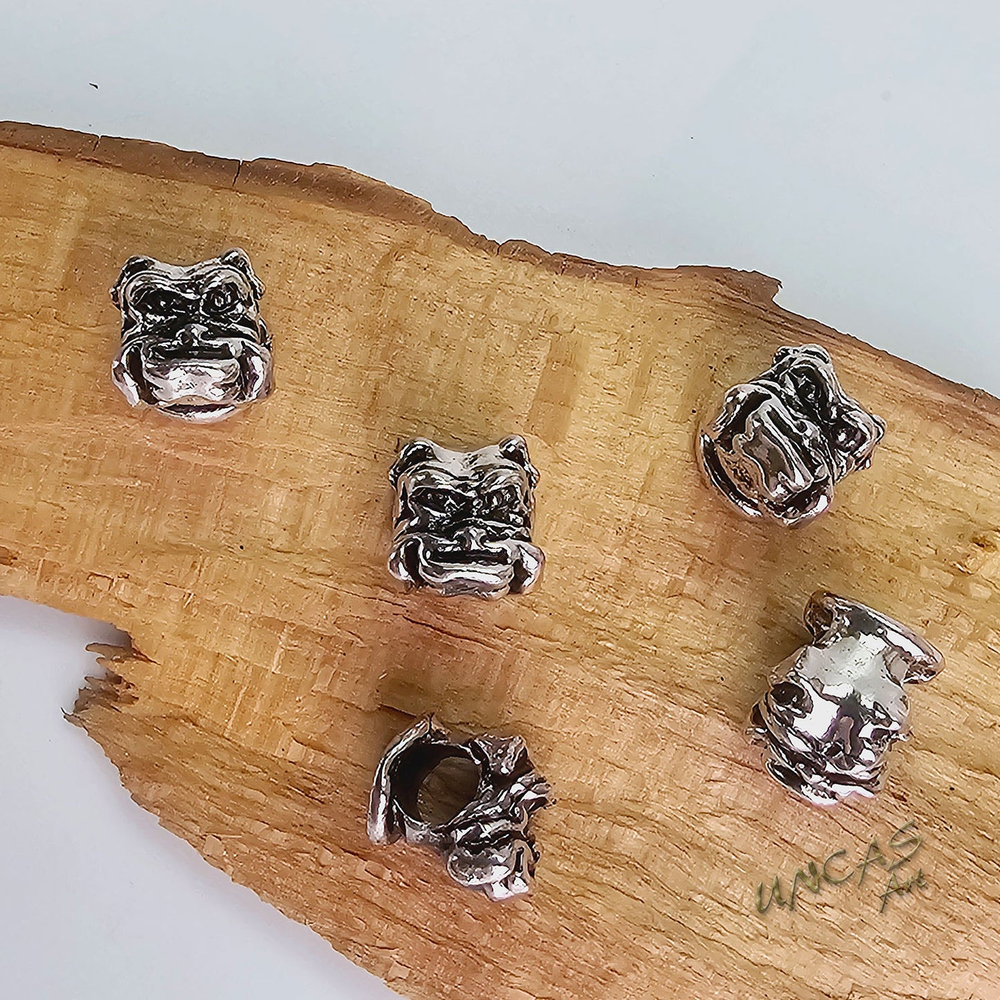 Bulldogge Hund Metall Perlen Großlochperlen für Paracord