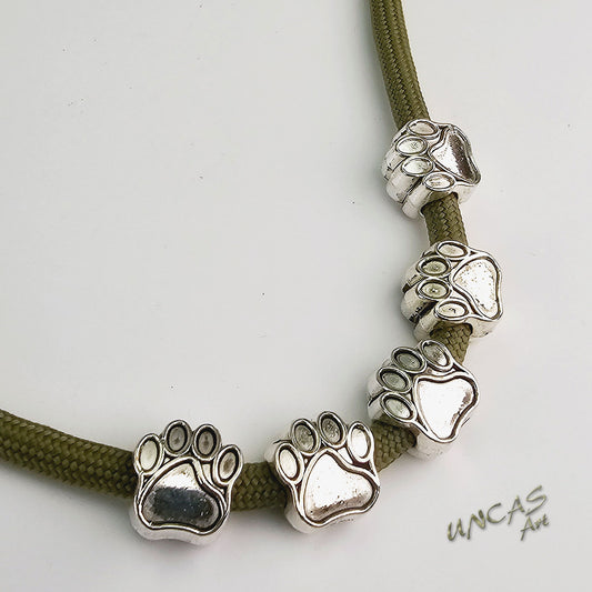 Pfote Tatze Hund Bär Metall Perle Großlochperle für Paracord