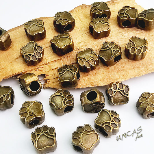 Pfote Tatze Hund Bär Metall Perle Großlochperlen für Paracord Antik Bronze