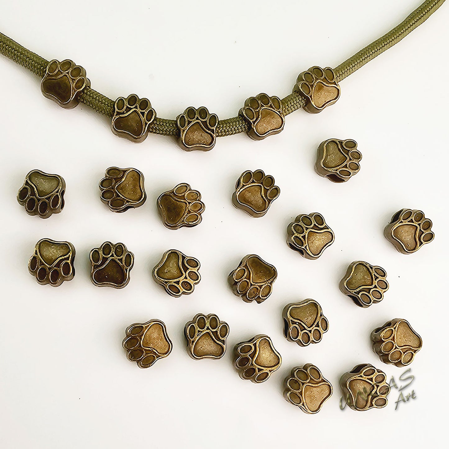 Pfote Tatze Hund Bär Metall Perle Großlochperlen für Paracord Antik Bronze