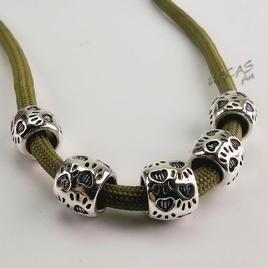 Metall Perle Pfote Tatze Hund Großlochperle für Paracord